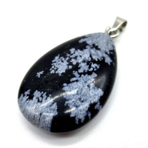 Pendentif larme Obsidienne neige