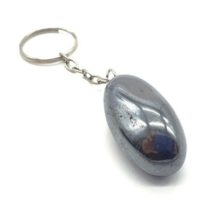 Porte-clefs pierre roulée Hématite