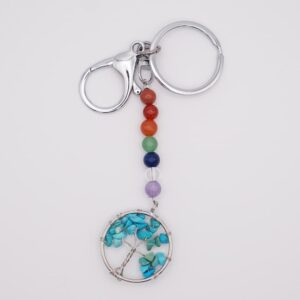 Porte-clefs arbre de vie Turquoise